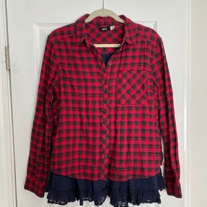 Plaid Ruffle Flannel Shirt